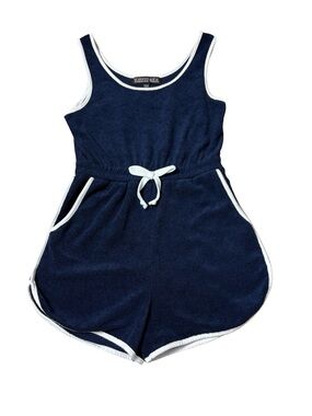 Trixxi Girl Navy Terry Cloth Romper